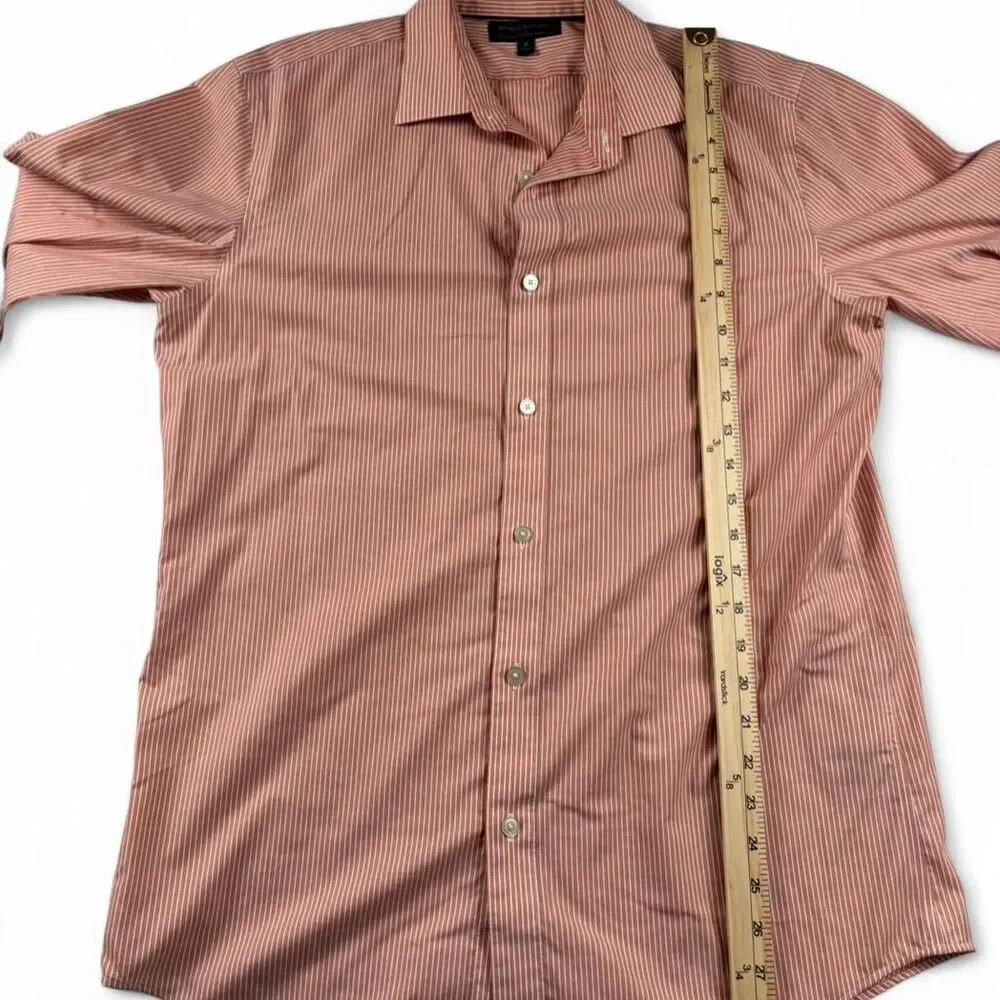 Banana Republic Men’s Orange Striped Button-Up Shirt Standard Fit | Size Medium